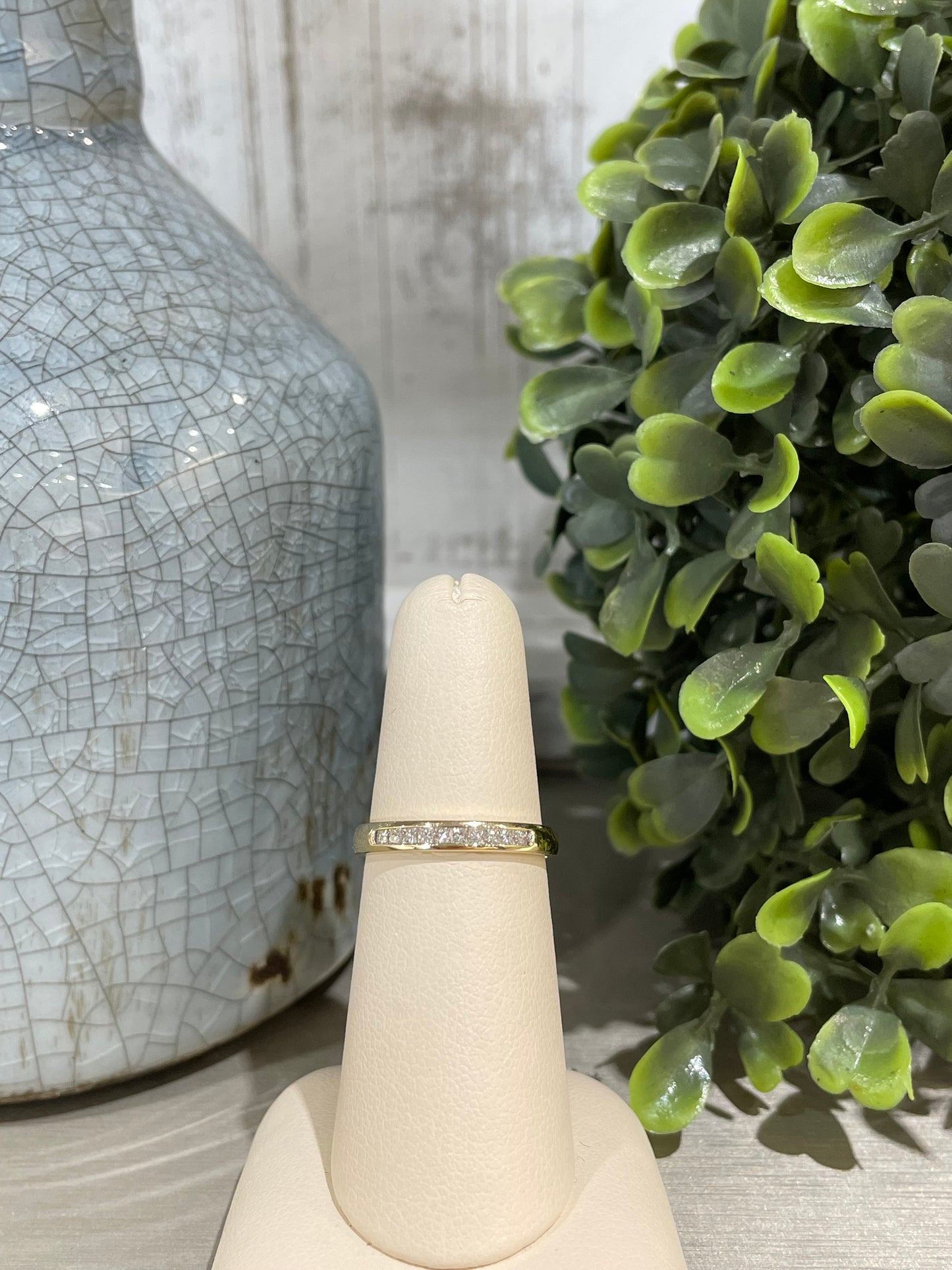 14k Yellow Gold Diamond Princess Cut Channel Band