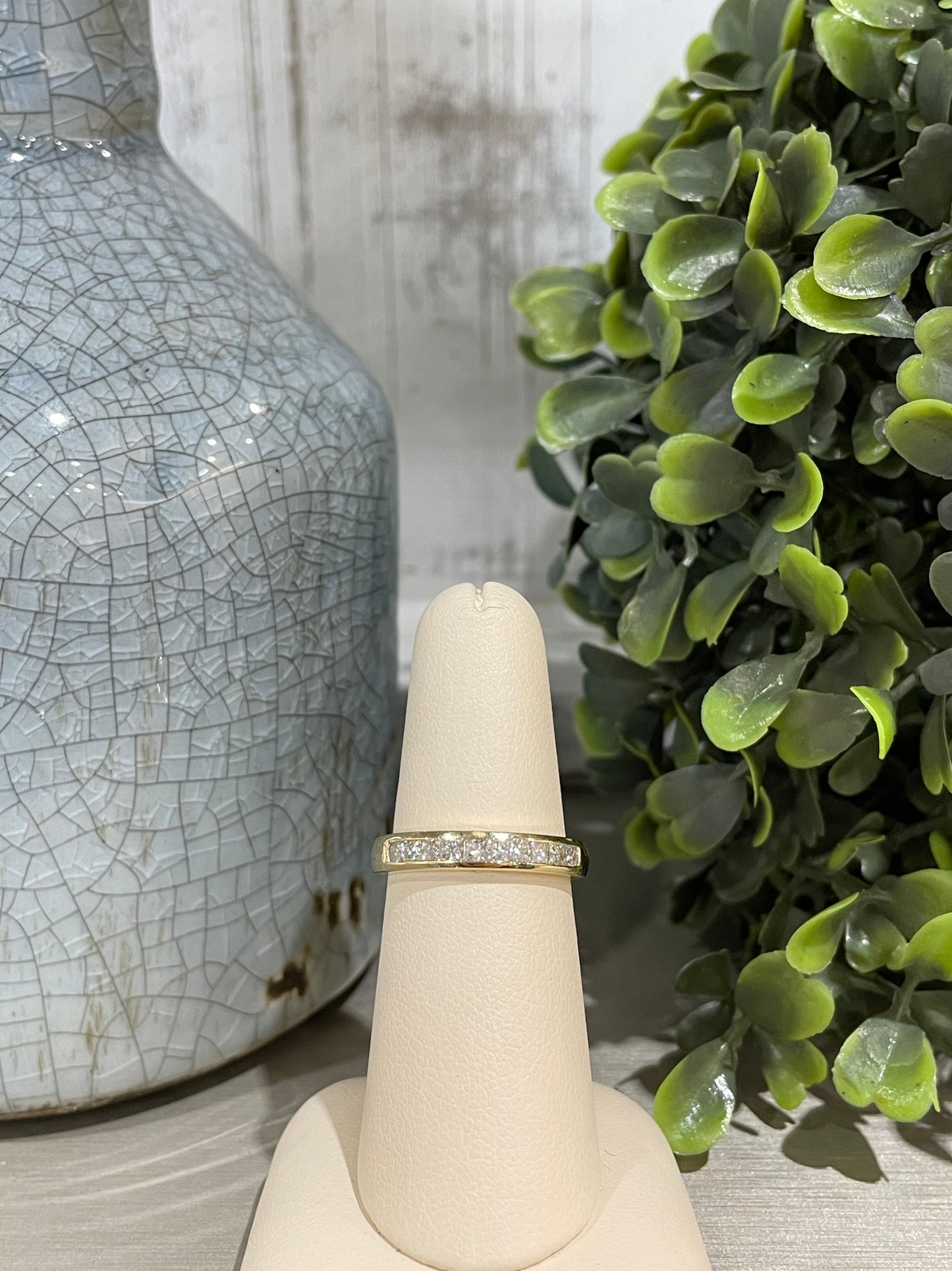 14k Yellow Gold Diamond Princess Cut Channel Band