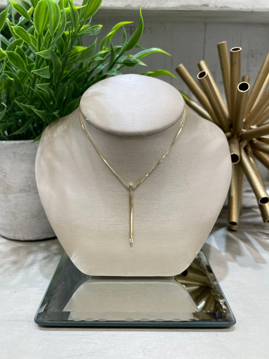 10k Yellow Gold 0.03ct Diamond Vertical Bar Pendant